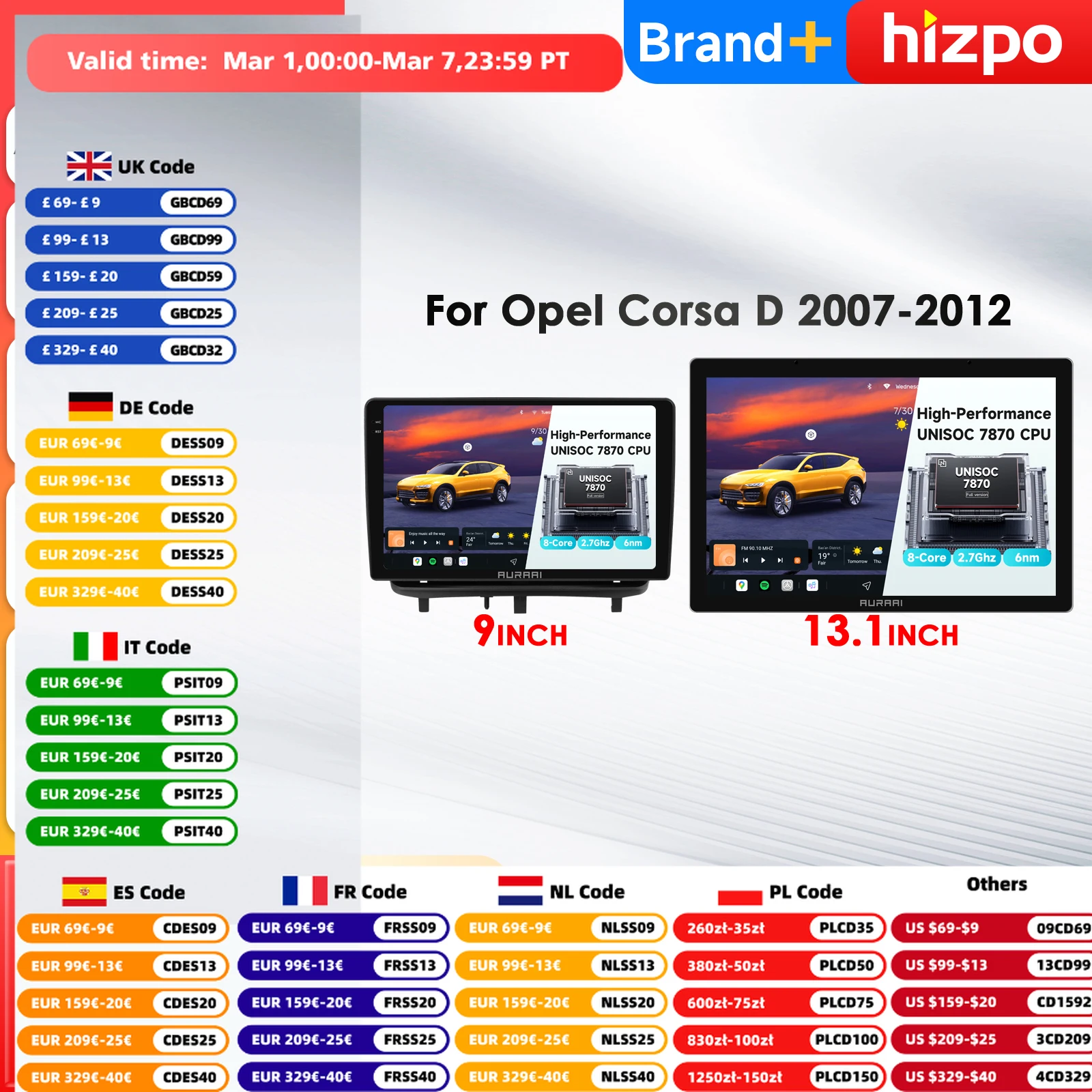 

AURA AI 2K 3D Screen 8Core Car Multimedia for Opel Corsa D 2007-2012 Infotainment Navigation Carplay Intelligent Systems 360cam