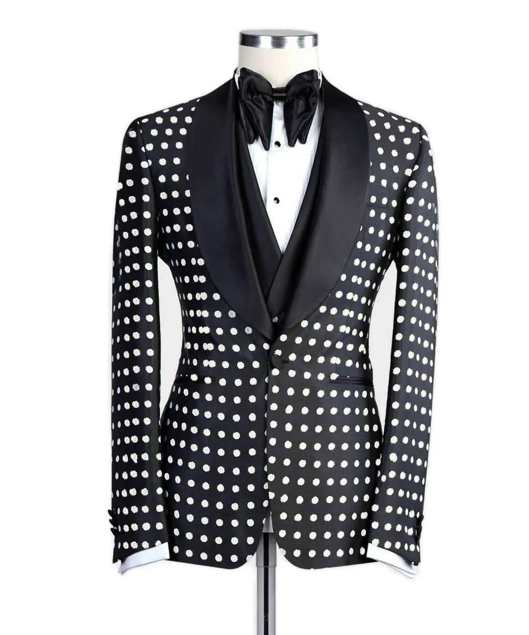 Men Suits Slim Fit Wedding Tuxedo Customized Wedding Party Formal Occasion Polka Dot Groom Tailor-Made Plus Size Blazer Jacket