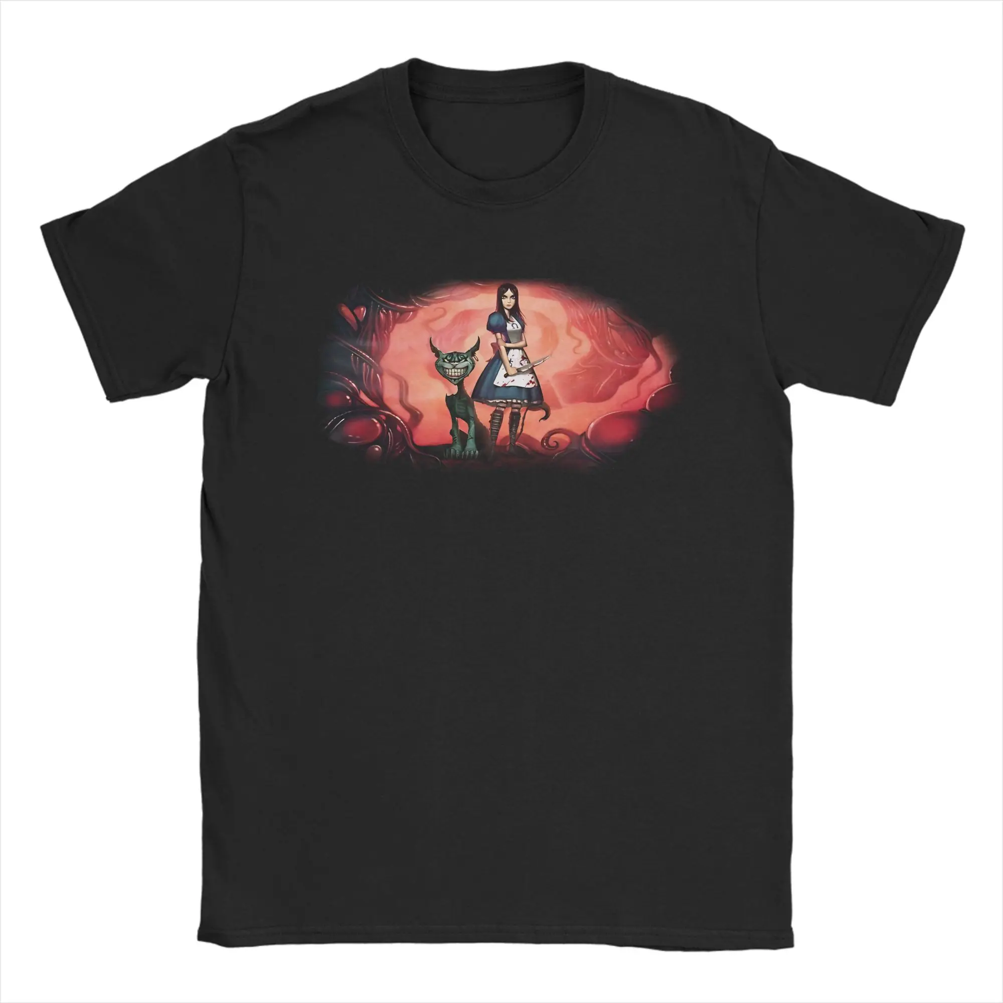 Мужская футболка American Mcgees Alice Novelty из чистого хлопка, футболки с короткими рукавами, одежда с круглым воротником, 6XL