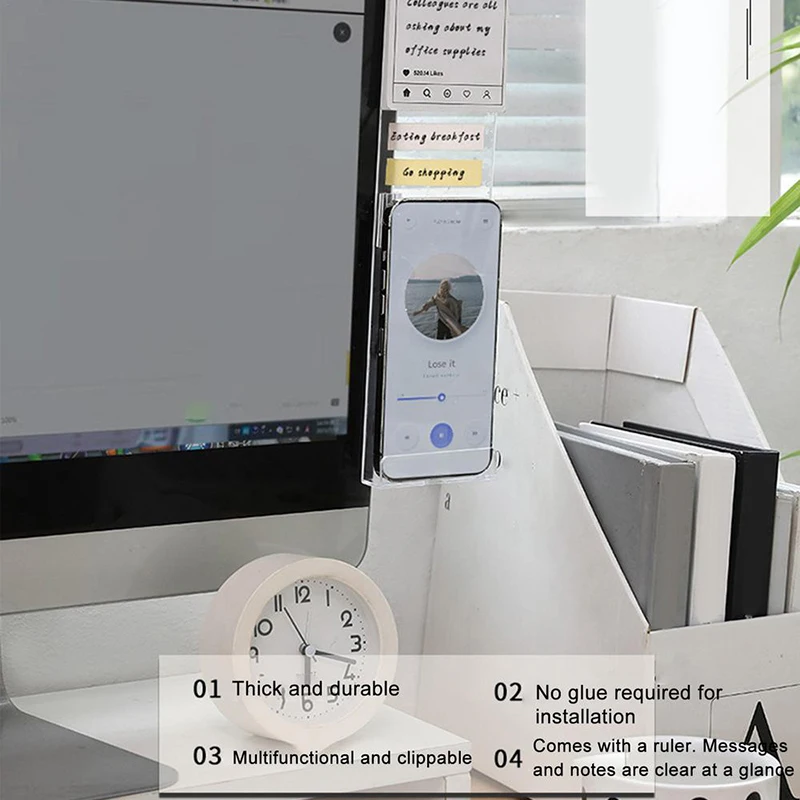 

1/2 шт., доска для заметок монитора, боковая панель дисплея, боковая панель компьютера, стабильная прозрачная доска для сообщений монитора компьютера