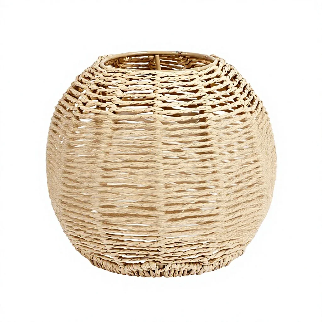 *Hand Woven Boho Round Lamp Shade with Open Bottom Small Replacement for Pendant Chandelier Ceiling Fan 5.5x5.9 Inch