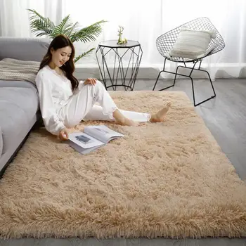 VIKAMA Silk & Wool Area Rug – Soft Solid Color Bedroom Carpet 3