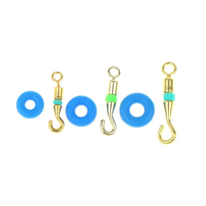 Professional Titanium Alloy Swivel Fishing Hooks 10Pcs Pack with 20 Rubber Shock-Absorbing O-Rings for All Fishing Scenarios