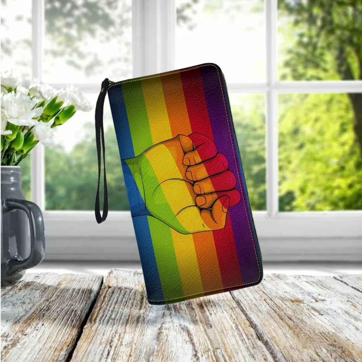 Rainbow Flag Fist Design Women Wallet Fashion PU Leather Portable Clutch Bag LGBT Pride Casual Party Travel Coin Bags Purse 2023