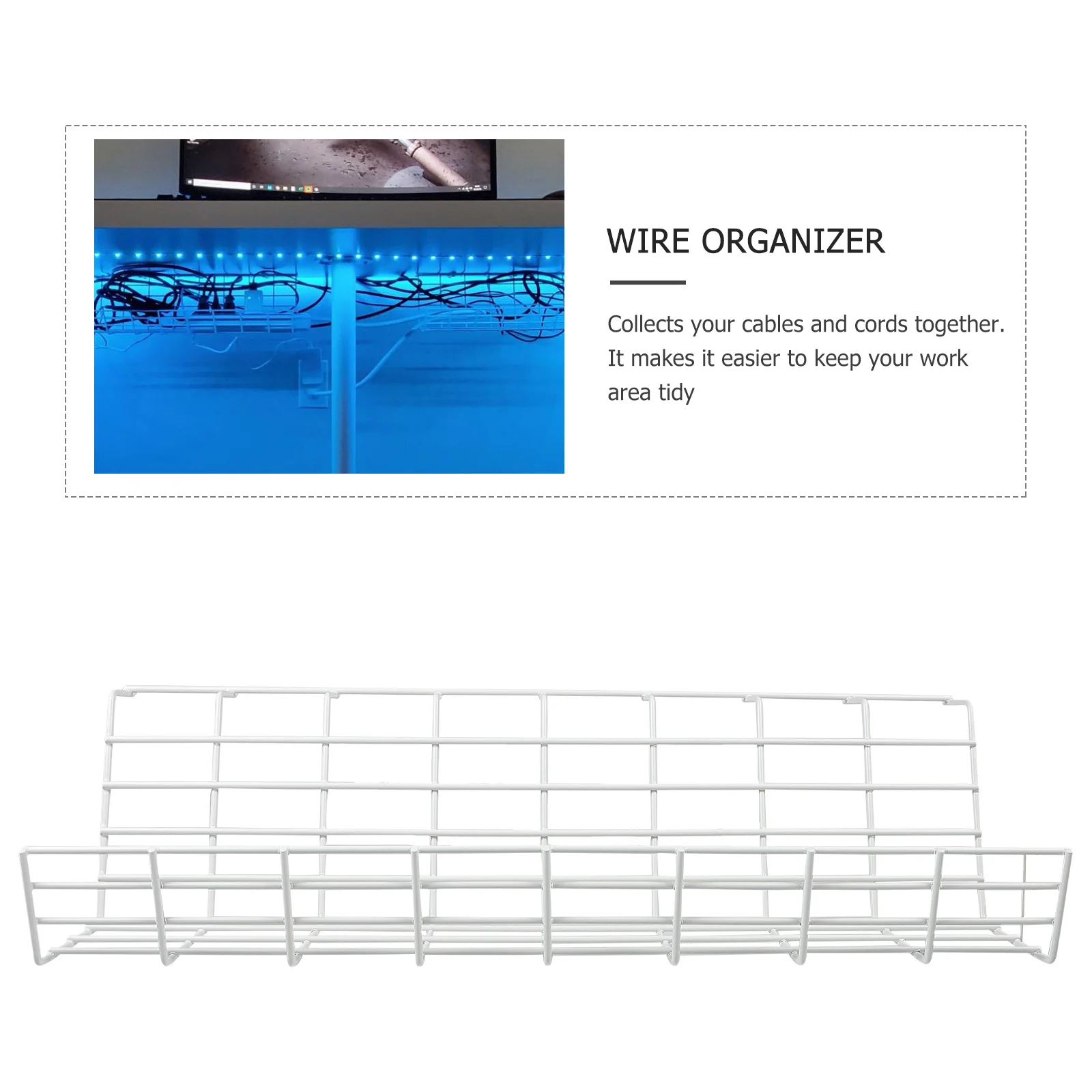 

1Pcs Line Slot Storage Box Desktop Cable Organizer Strong Metal Under Desk Rack for Tidy Power Strip and USB Hub Cables