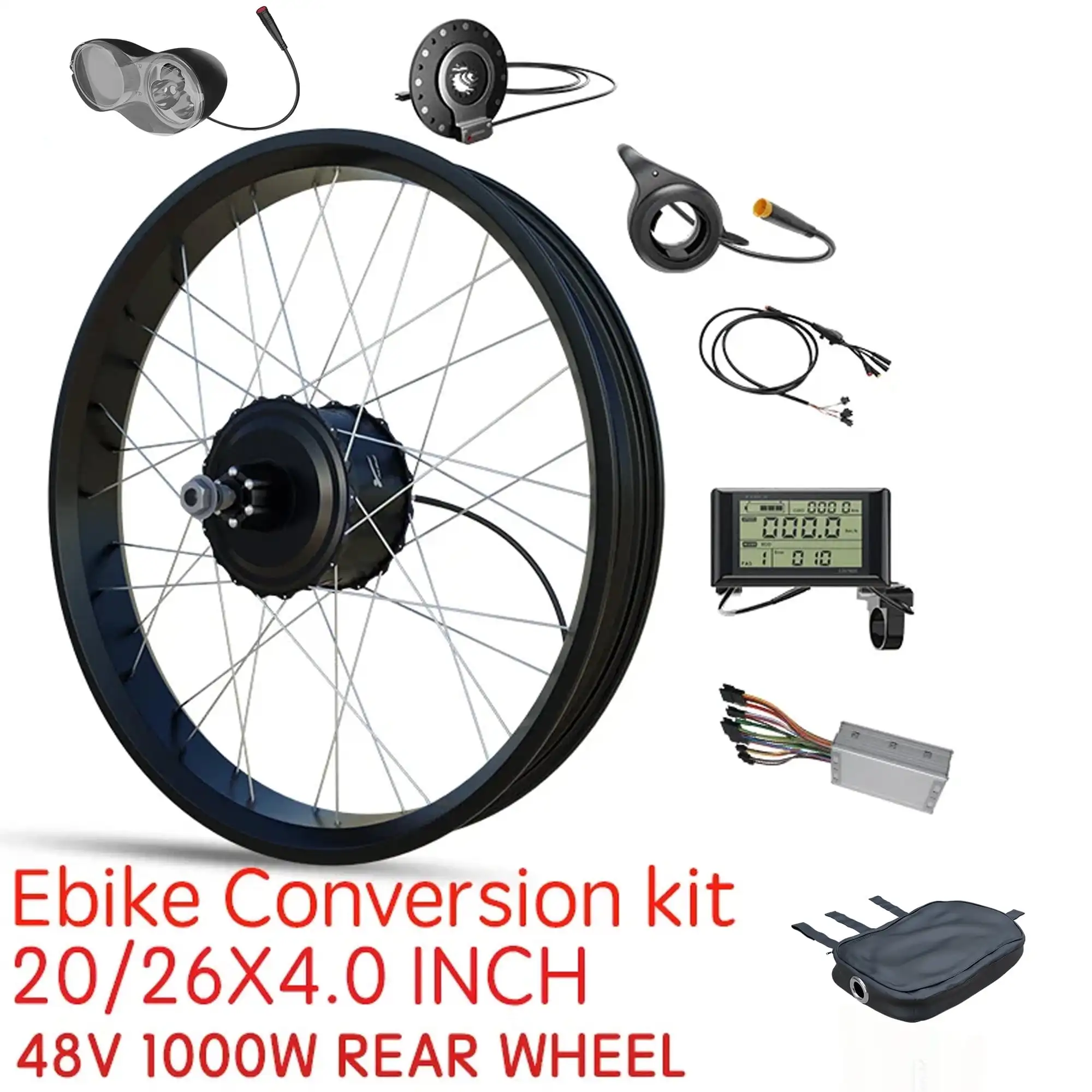 

Snow EBike-Conversion Ki 48V 1000W Fat Tire Bike Kit 20x4.0 190mm Rear Rotate Hub Motor Wheel Electric Bike Conversion kit
