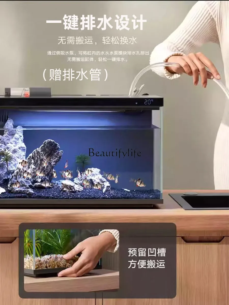 LD6Smart Living Room Small Fish Globe Home Landscape Glass Automatic Ecological 2023 New