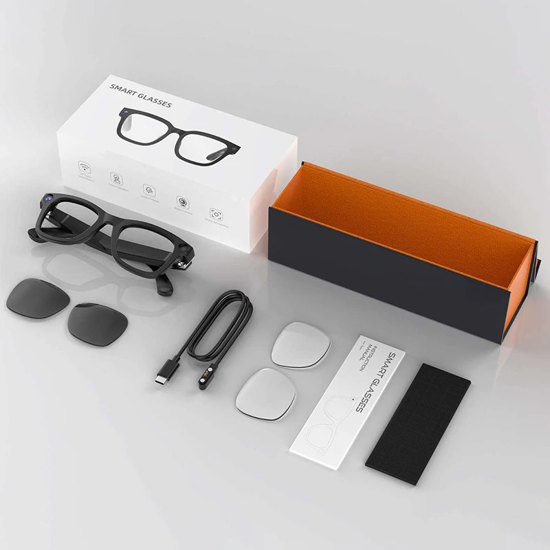 แว่นตาอัจฉริยะ AI พร้อมกล้อง 8MP บันทึกภาพและวิดีโอ แปลภาษา ตอบคำถามด้วย AI แว่นตาอัจฉริยะ เลนส์โพลาไรซ์ รองรับ CHAT GPT