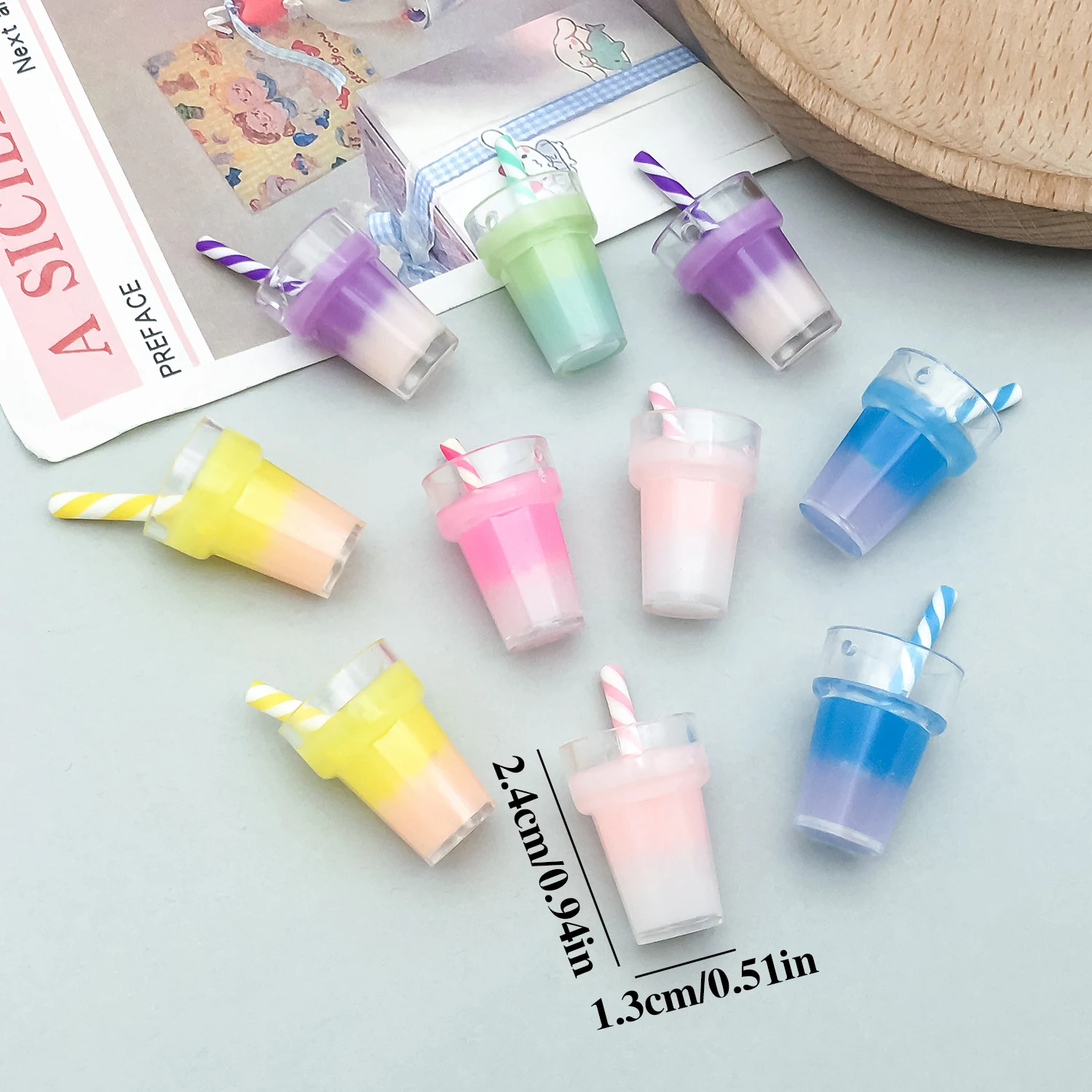 Resin Milkshake Cup Charms for DIY Keychain & Earrings