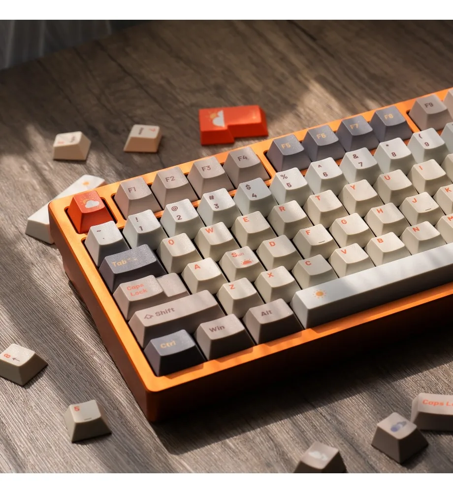 Weather Keycaps PBT Sublimation Mechanical Keyboard Keycaps wave75 Smoky Orange Rain 75 Nebula Orange