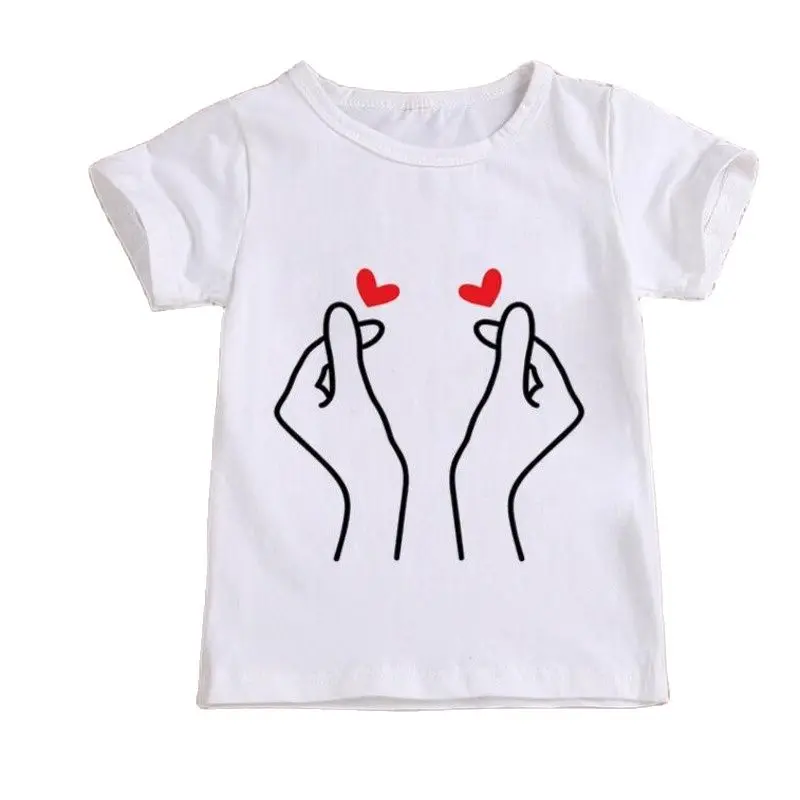 New Girls Than Heart Print T Shirt Unisex Harajuku Tee Clothes Children Cartoon Top 2 3 4 5 6 7 8 Years Kids Birthday Wear TOPS