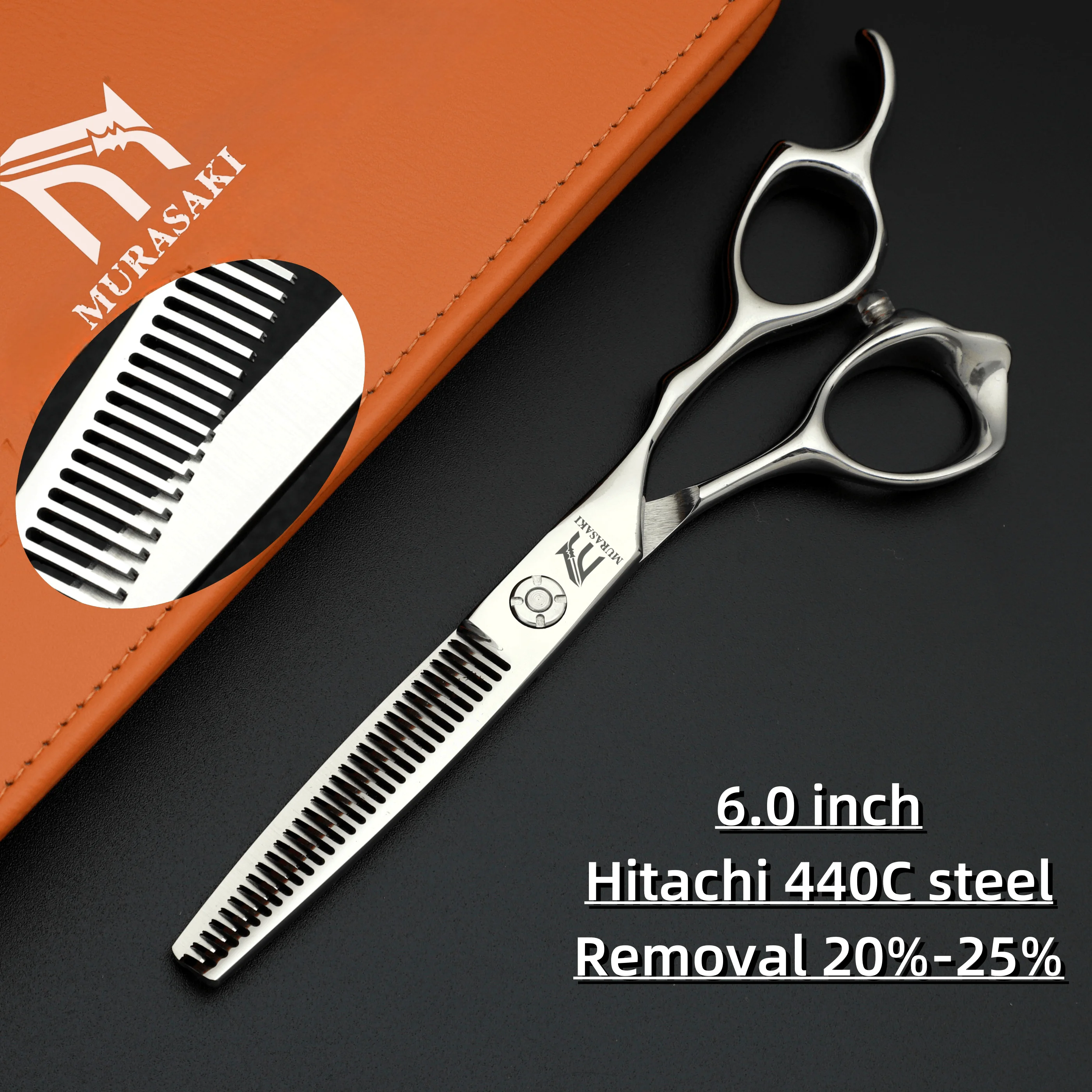 MURASAKI Professionelle Friseurschere, 6,0 Zoll Haarschneideschere, Hitachi 440C Stahl, Hochwertiges Friseurzubehör – Detail 16
