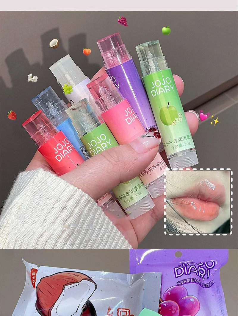 Jasmine Flower Hydrating Lip Balm Coconut Grape Apple Fruity Fresh Moisturizing Cream Anti Dryness Nourish Lip Care Jelly Gel