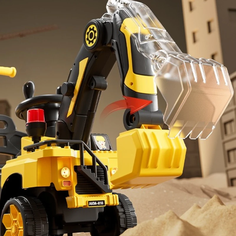 Elektryczna koparka dla chłopców, duża zabawka budowlana z prawdziwą łopatą kopującą, zdalne sterowanie, mocna bateria, płynna obsługa.