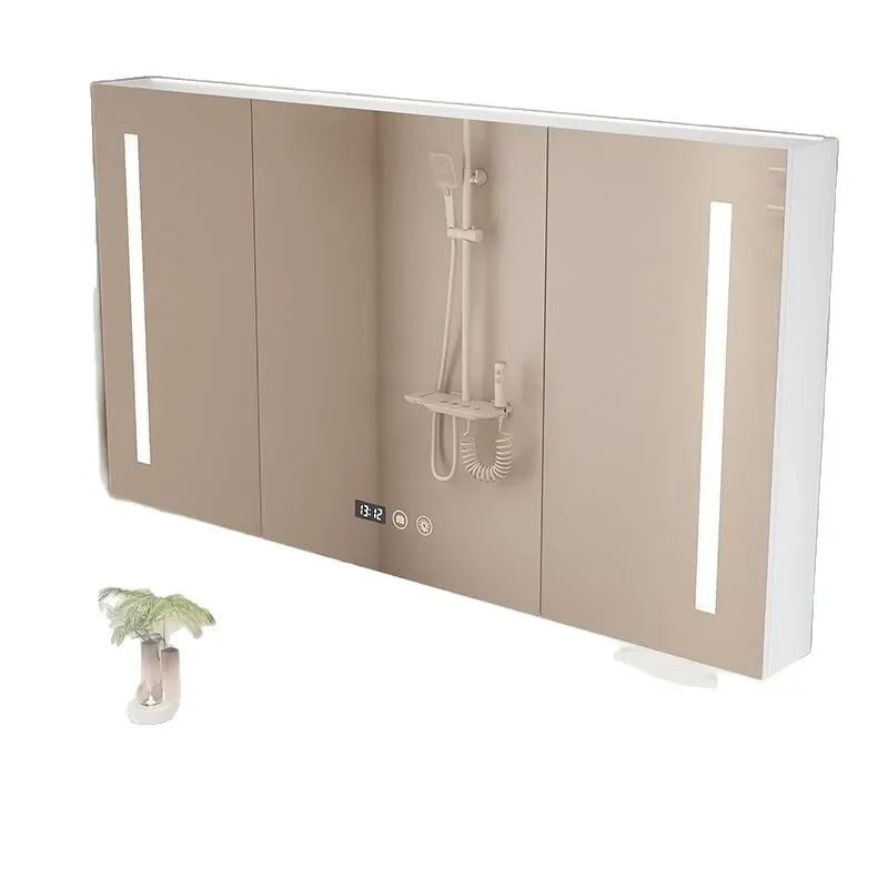 for New Multi-function Moisture-proof Simple Style Anti-fog Time Display Mirror Integrated Wall-mounted Smart Bathroom Mirror