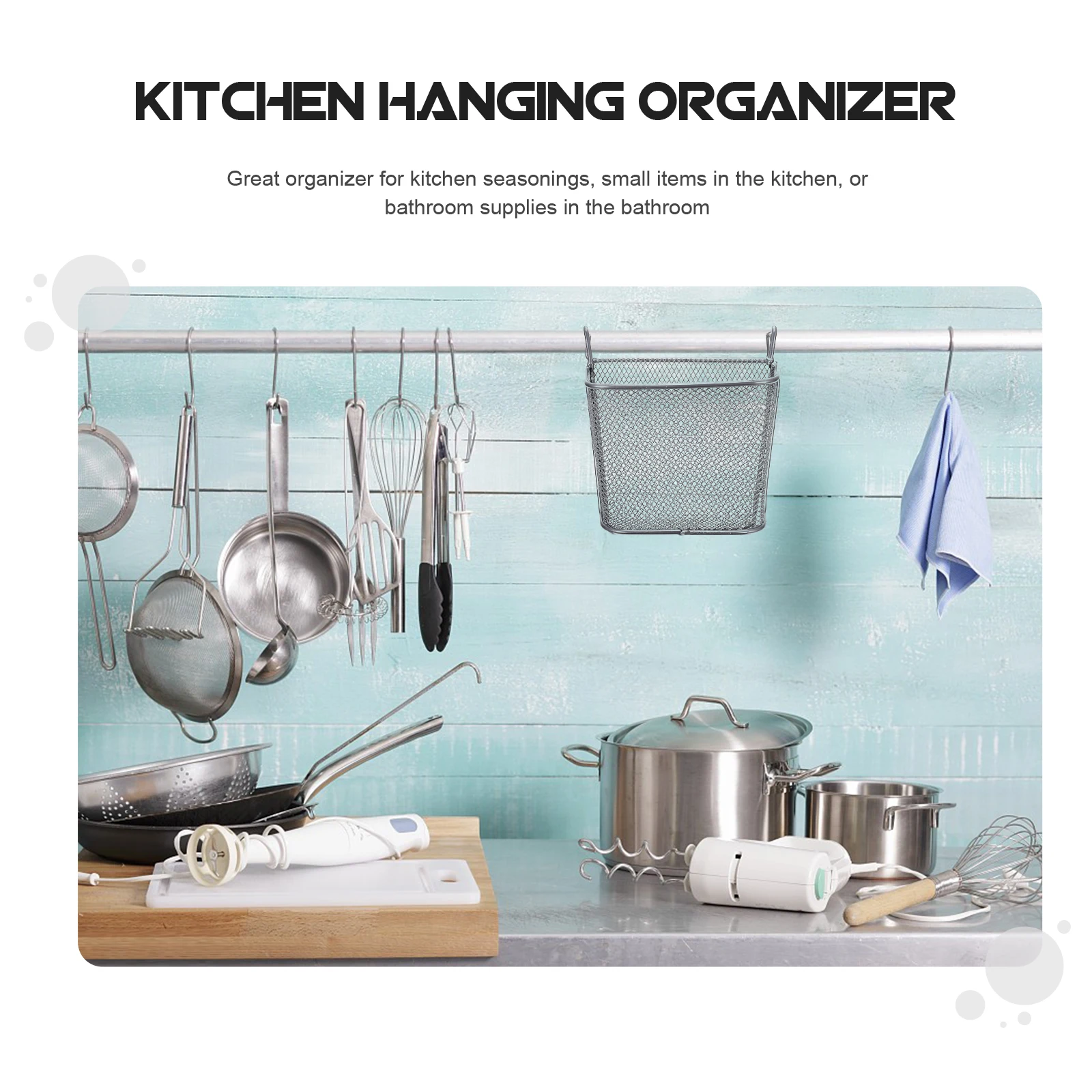 

2pcs Kitchen Storage Baskets Premium Iron Hanging Organizer No Drilling Space-Saving Cabinet Edges Multi-Use Basket