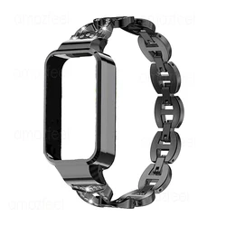 Metal Strap Case Protector For Xiaomi Smart Band 9 Active Diamond Watchband For Redmi Smart Band 3 Bracelets Protective Frames