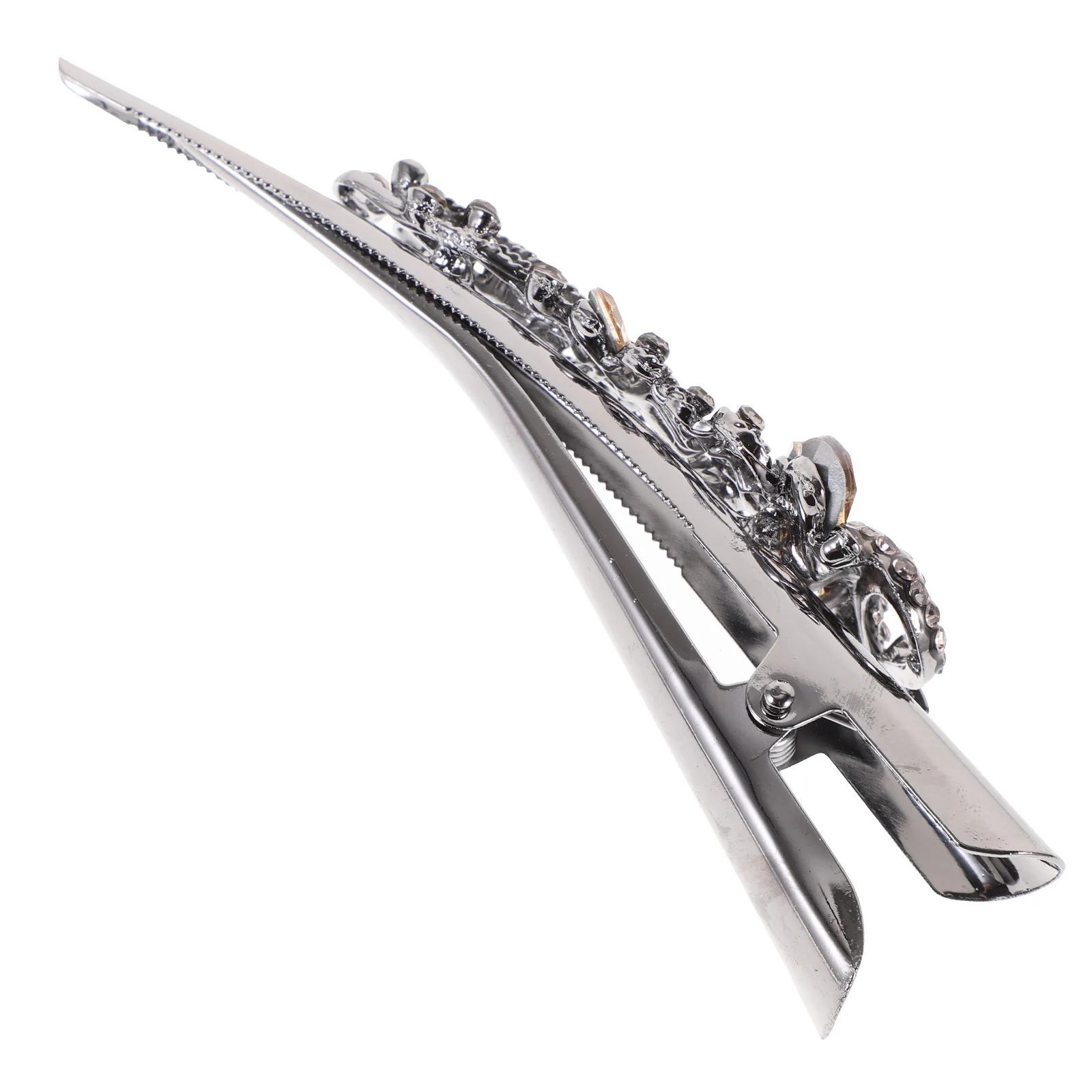 

1Pcs Cow Horn Hair Clip Vintage Rhinestone Alloy Duckbill Barrette for Party Festival Travel Daily Use Hair Accessories