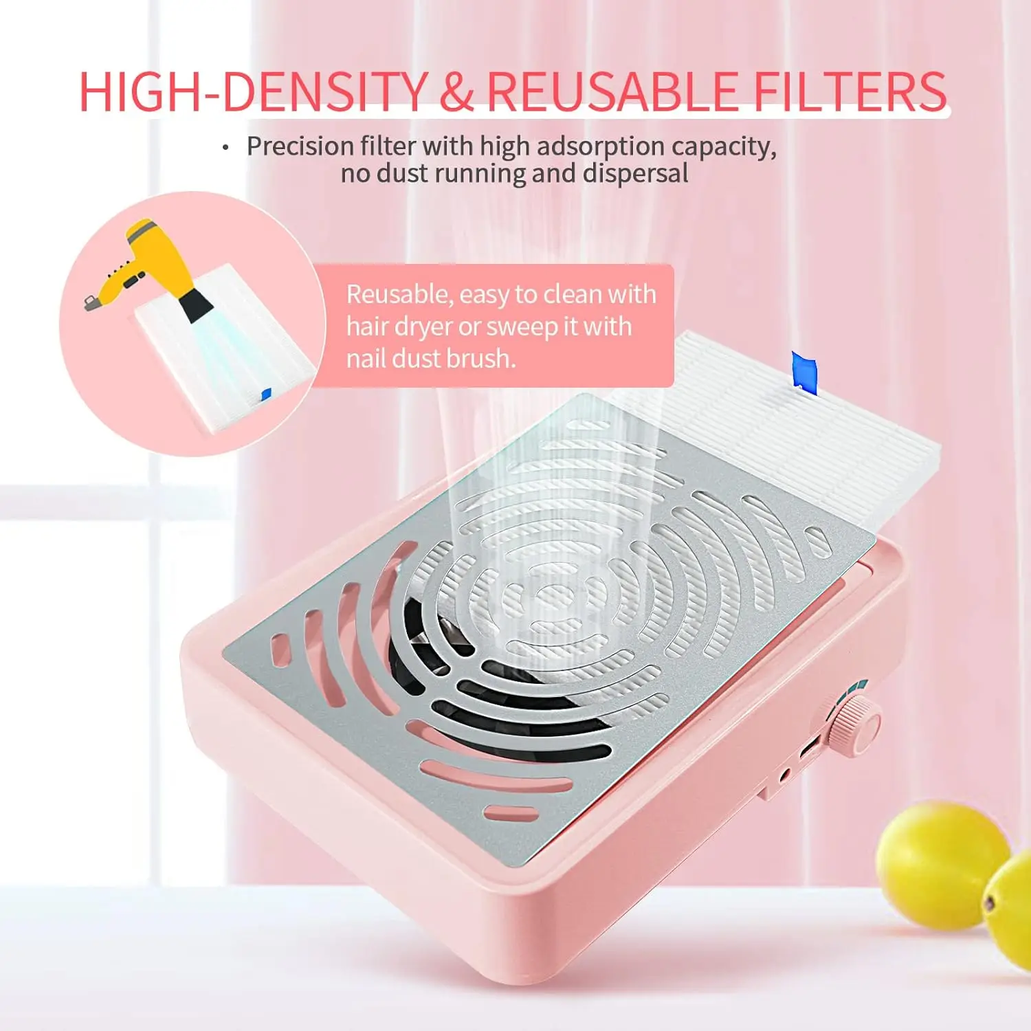 Nail Dust Collector with Lamp Powerful Nail Vacuum Fan 40W Dust Collector Electric Dust Suction Machine with Reusable Filter