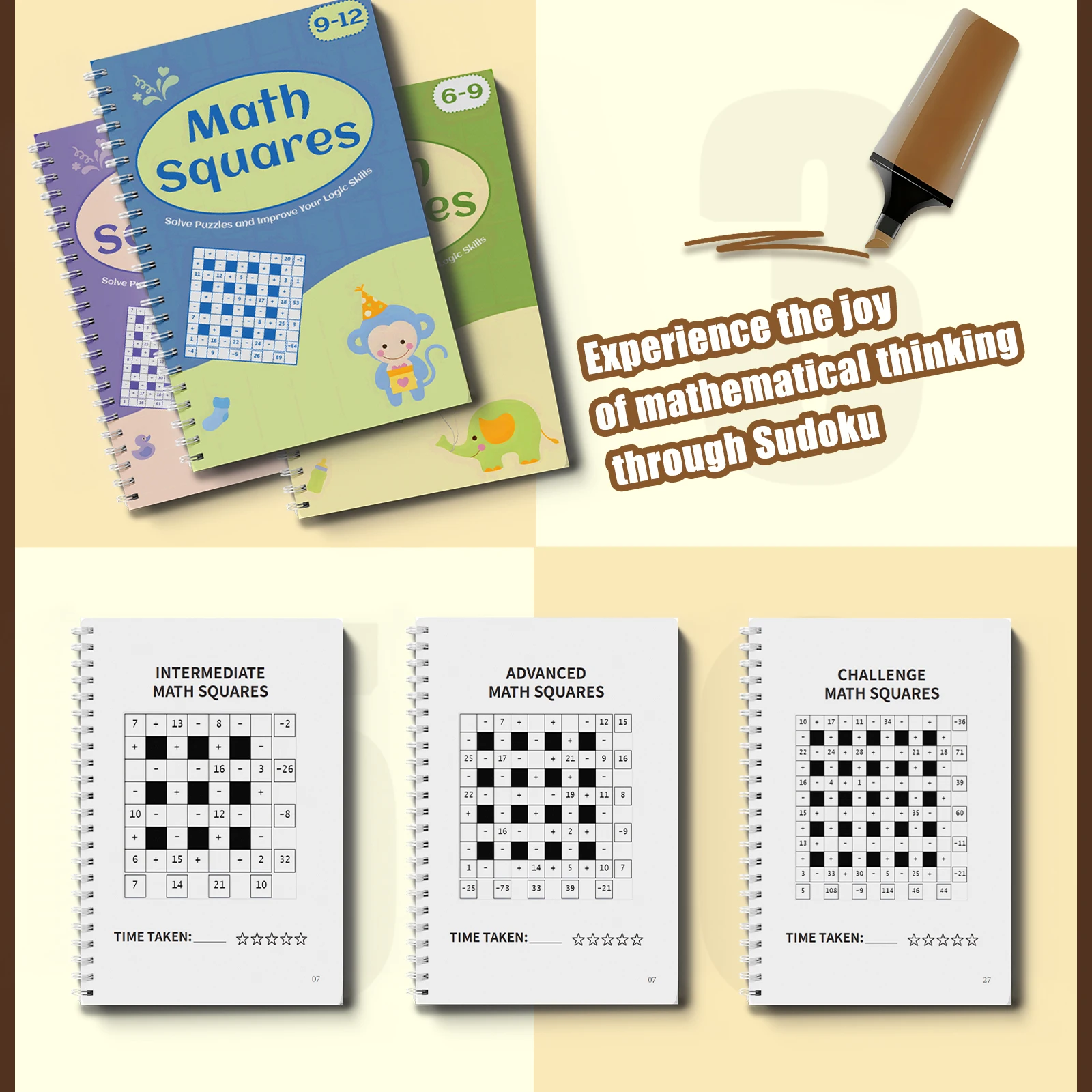 Math Squares Puzzle Books for Kids – Fun Number Logic Games for Ages 6–12 Brain Training Workbook view 4