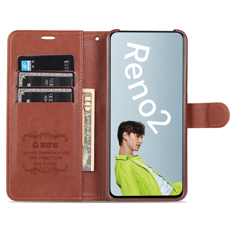 AZNS Case for OPPO Reno 2 Reno2 F Z PU Leather Cover Card Holder Wallet Case fundas coque