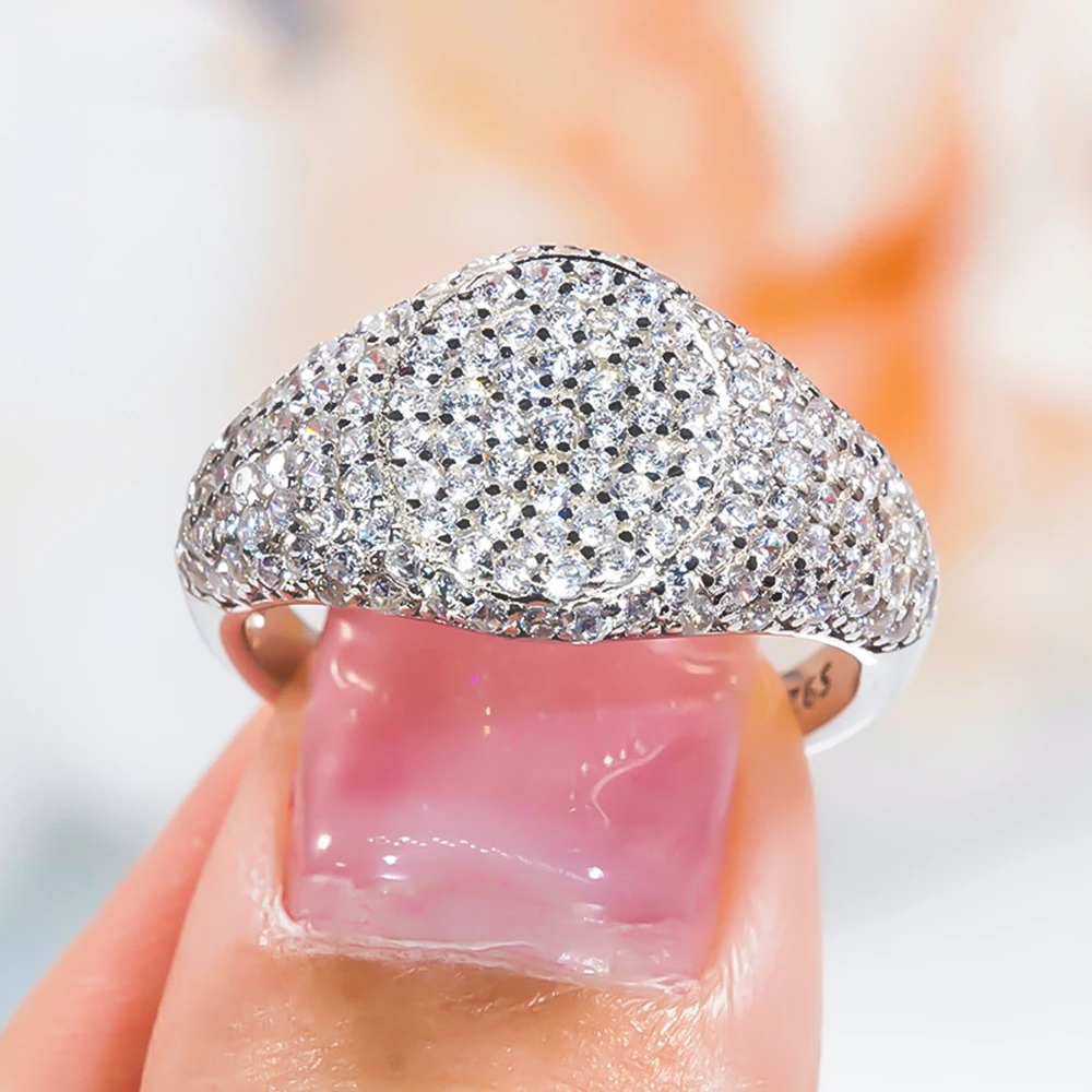 D Color Moissanite Ring for Women Men 1.2mm Full Diamond 925 Sterling Silver Plated 18K Gold Hiphop Party Eternity Band Jewelry