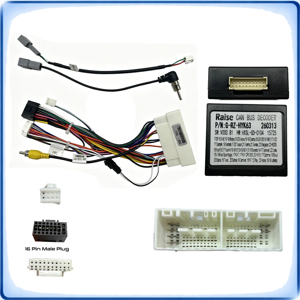 Car Radio Wiring Harness with CANBUS Decoder for Hyundai Tucson 2017 High Model Plug and Play Adapter