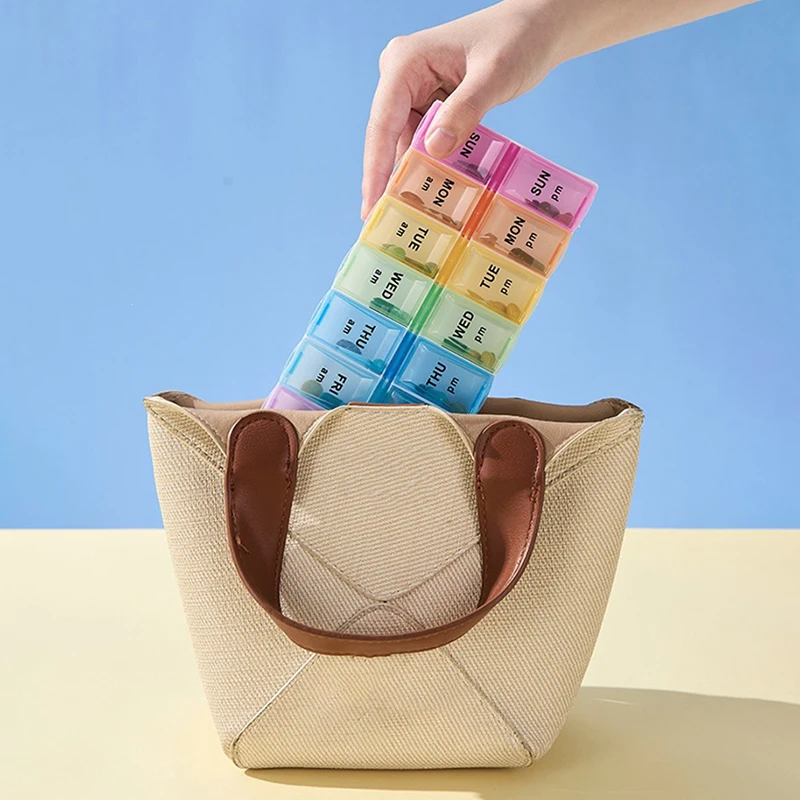 New Weekly Portable Travel Pill Cases Box 7 Days Organizer 14 Grids Pills Container Storage Tablets Vitamins Medicine Fish Oils