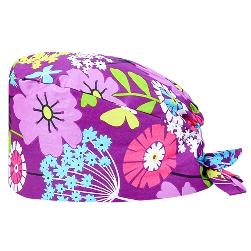 Gorro quirúrgico de dibujos animados para hombre y mujer, gorro ajustable con estampado de Anime, accesorios de trabajo para salón de belleza, tienda de mascotas