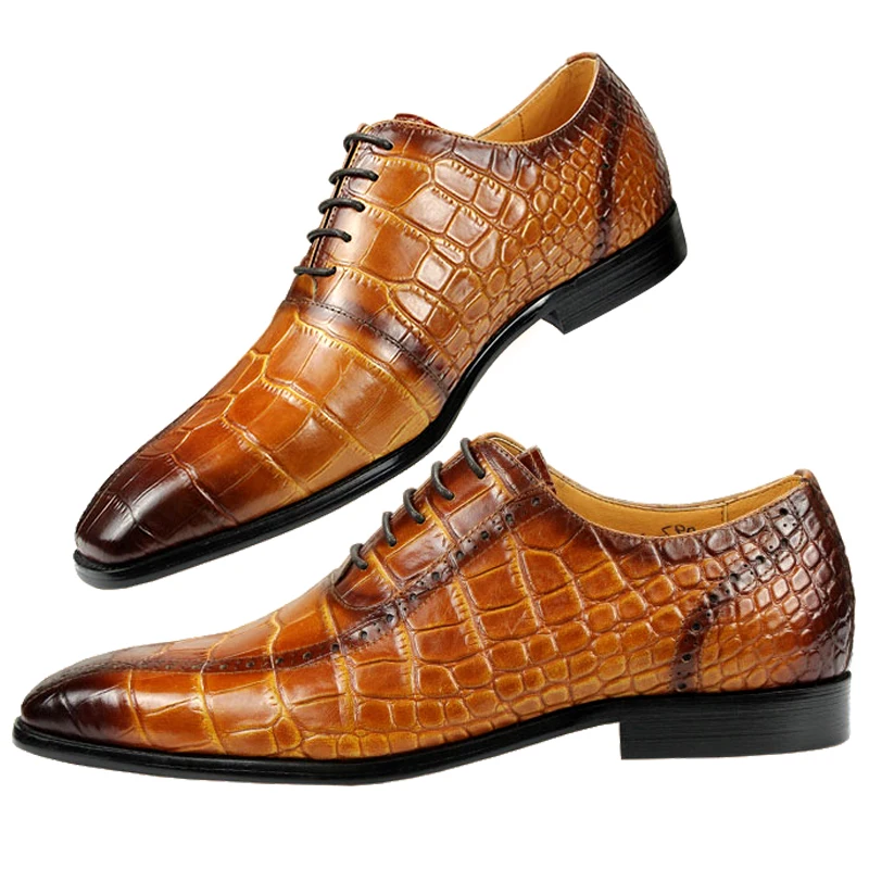 Zapatos de vestir de cuero a la moda para hombre, zapatos Brogue cómodos para oficina de negocios, zapatos de cuero para fiesta de ocio al aire libre de alta gama