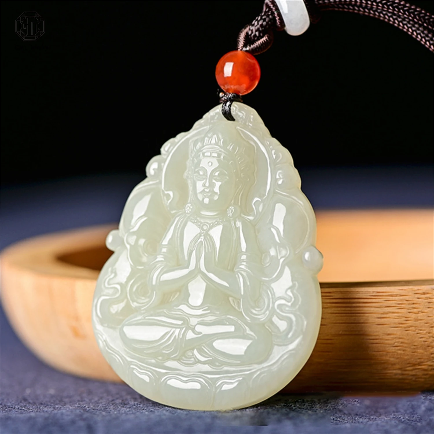 

Natural Hetian Jade Large Guanyin Bodhisattva Pendant Unisex Men Women Party Festival Friend Gift Necklace Hotan Jade Jewelry