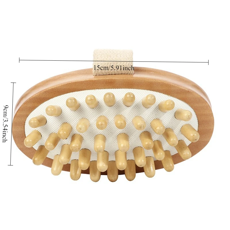 나무 바디 브러시, 에센셜 오일 비터, 헤무 핸드헬드 샤워 바디 브러시, 스파 스크러빙 마사지 브러시