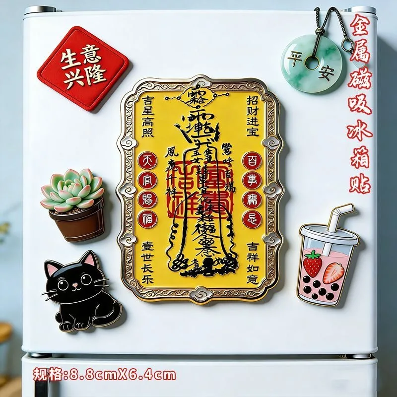 Heaven Official Blessing Refrigerator Magnet Metal Magnetic Chinese Style Folk Auspicious Home Decor Accompanying Souvenir Gift