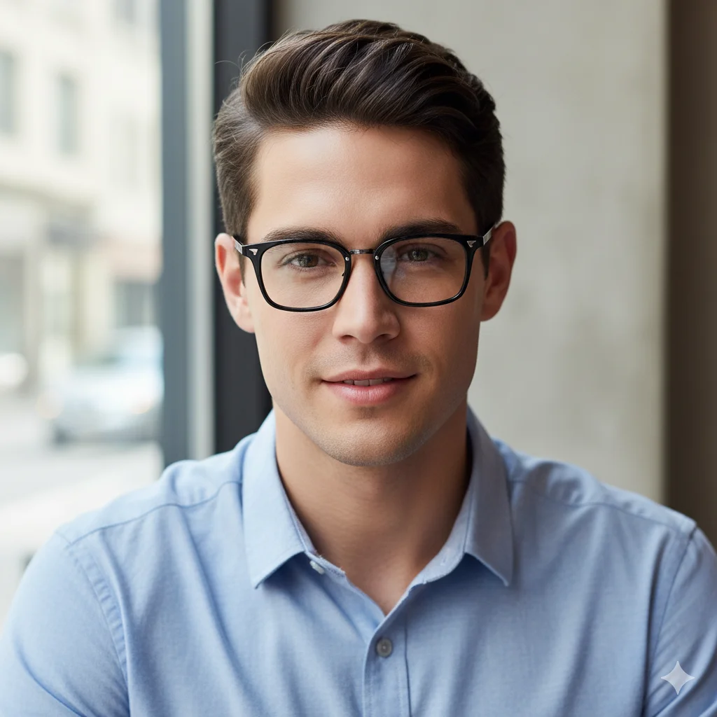 Japanese retro titanium and acetate Wellington style square frame, size 53-21-145, BJ classic same design. P559GT
