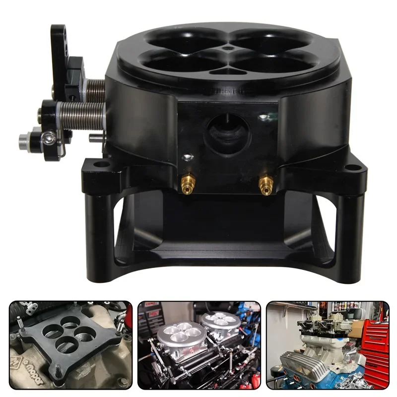 1000Cfm 4150 Flange 4 Barrels 1.75'' Core Throttle Body + 2'' CNC Machined Square Carburetor Spacer for Chevy GM