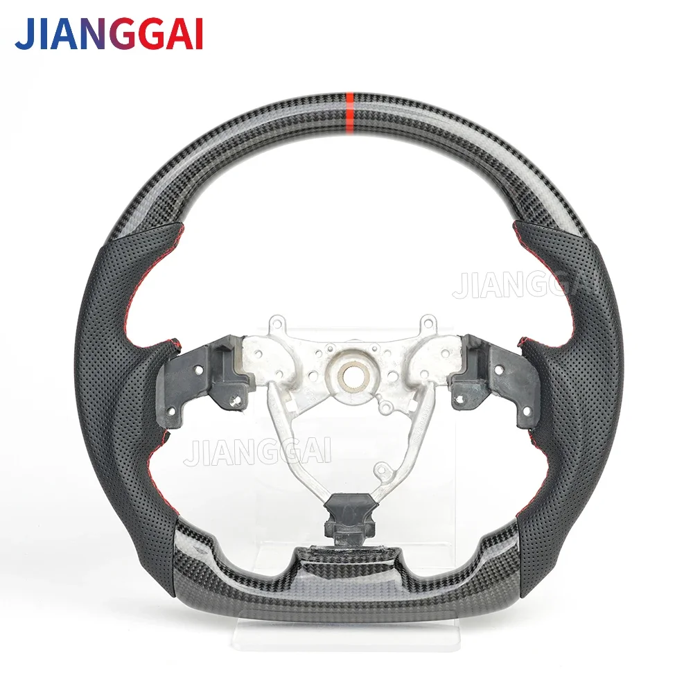 Real Carbon Fiber Steering Wheel Red Stitch Custom Perforated Leather Steering Wheel Fit For LEXUS IS 250 300 350 ISF 2006-2012