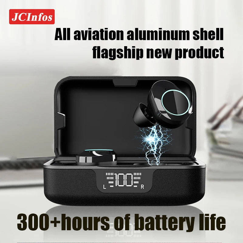 

Wireless Bluetooth Headset All Metal Digital Display Sports Waterproof Noise Reduction Bluetooth Headset 3350mAh Charging Box