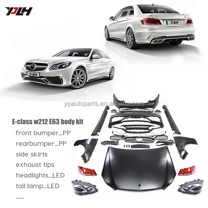 for  Car Bumpers For Mercedes 2009-2013y W212 E-Class Change to E63s 2014-2016y E63 A Style Body Kit with Headlights Taillights