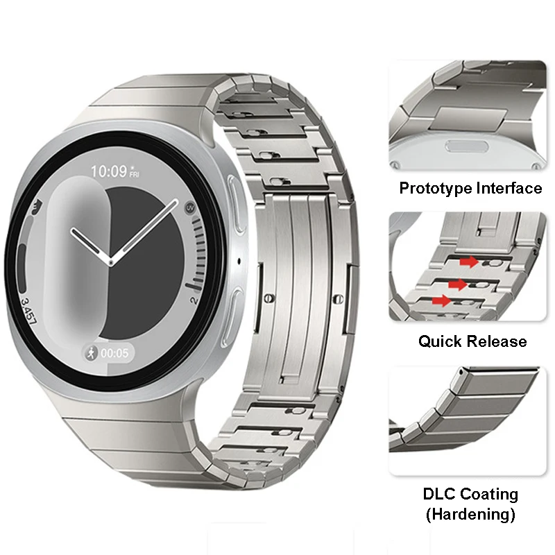 Business Watch Strap for Samsung Galaxy Watch 8 40mm 44mm Curved Connector Design Band for Galaxy Watch8 Titanium Alloy Material