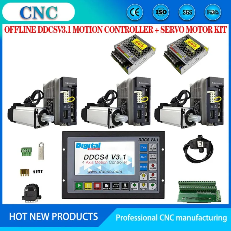 

CNC kit ddcsv3.1 motion control system 3-axis 750W 220V servo motor kit 75w24v DC power supply * 2 z-axis with brake