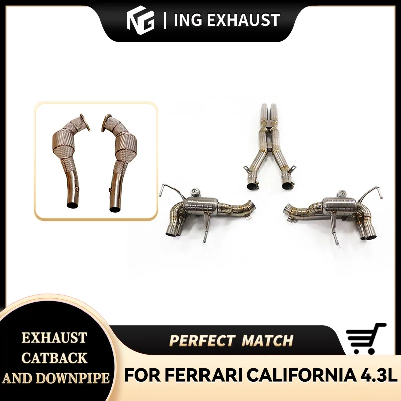 

ING Ti alloy Valve Catback+downpip for Ferrari California 4.3L Sporte Customize Power Muffler pipe Exhaust Car Accessories