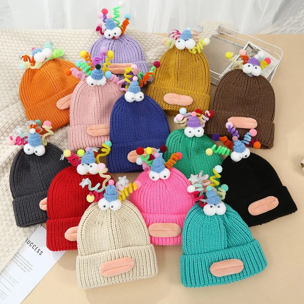 

Wool Crotch Sausage Mouth Braid Beanie Cloth Accessories Sausage Mouth Sausage Mouth Hat Candy Colored Cartoon