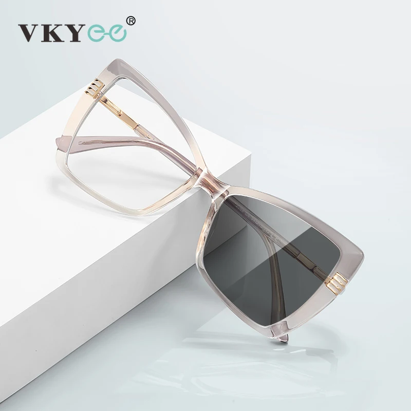 

VKYEE Fashion Frame Simple Butterfly Design Photochromic Anti-Blue Light Reading Women Myopia Customizable Prescription PFD2266