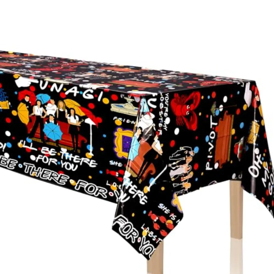 3PACK Forniture per feste iFriends Tovaglia Tovaglia usa e getta in plastica nera di grandi dimensioni: 86,6 x 51 pollici Festa di compleanno iFriends Dec