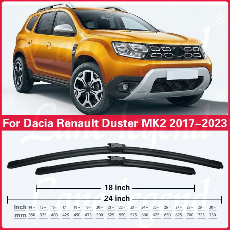 For Renault Dacia Duster MK2 2017 - 2023 Car Wiper LHD Front Wiper Blades Windshield Windscreen Window Rain Brushes 2022 24\