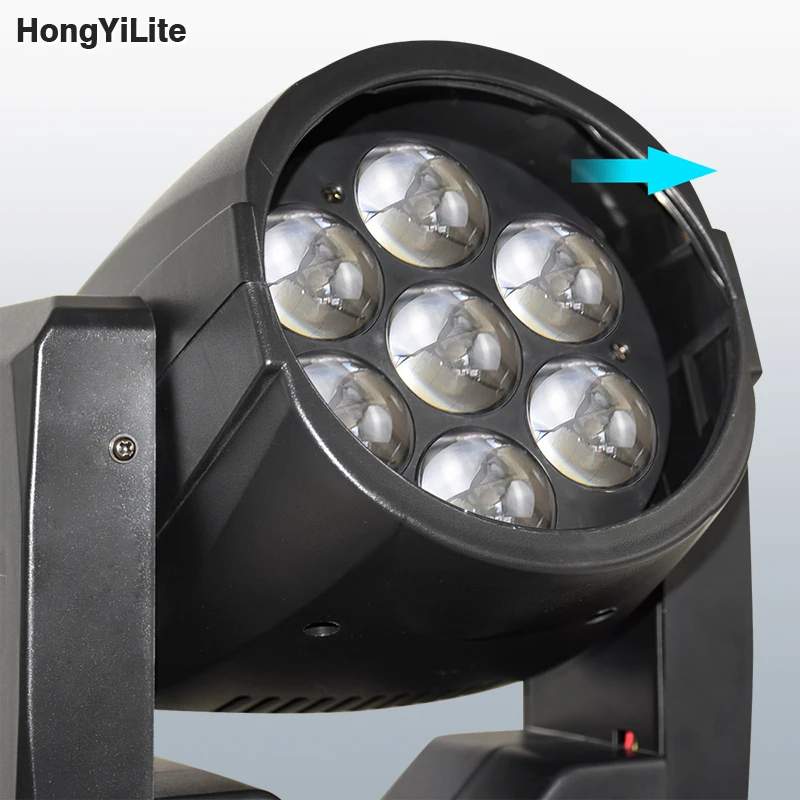 HongYiLite MINI Luz de lavado con zoom 7x12W RGBW 4 en 1 3-60 °   Zoom Beam DMX512 Control de sonido para escenario, boda, fiesta, DJ, Club, evento