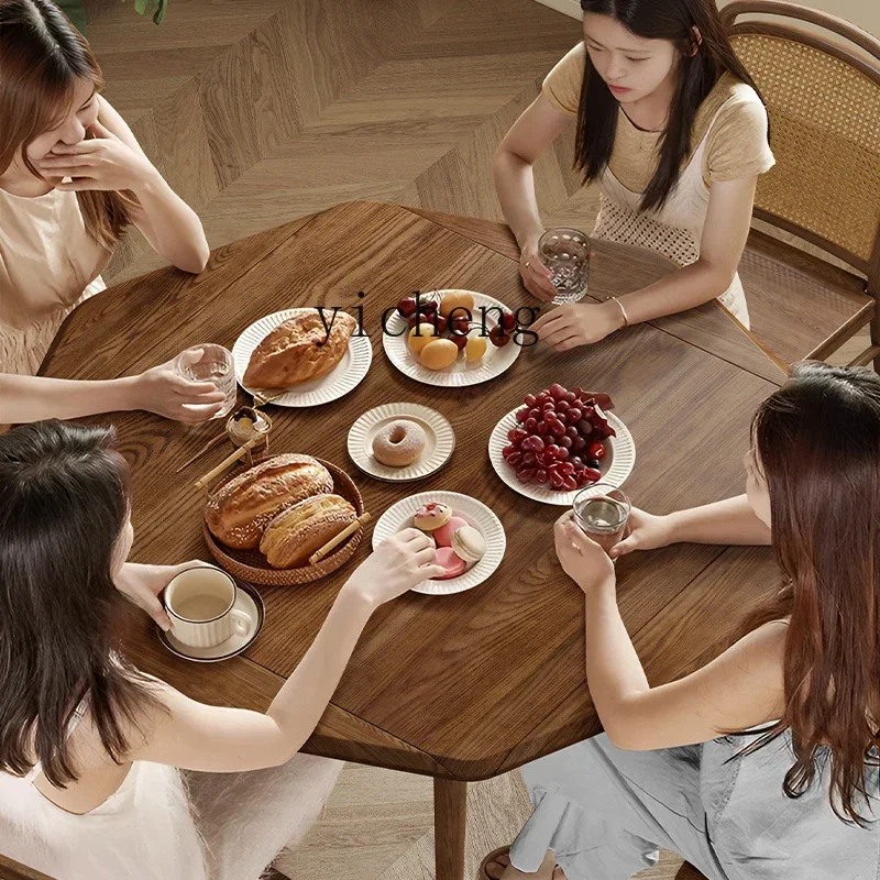 l3 all solid wood dining table function deformation folding ash wood octagonal table dual-purpose dining table