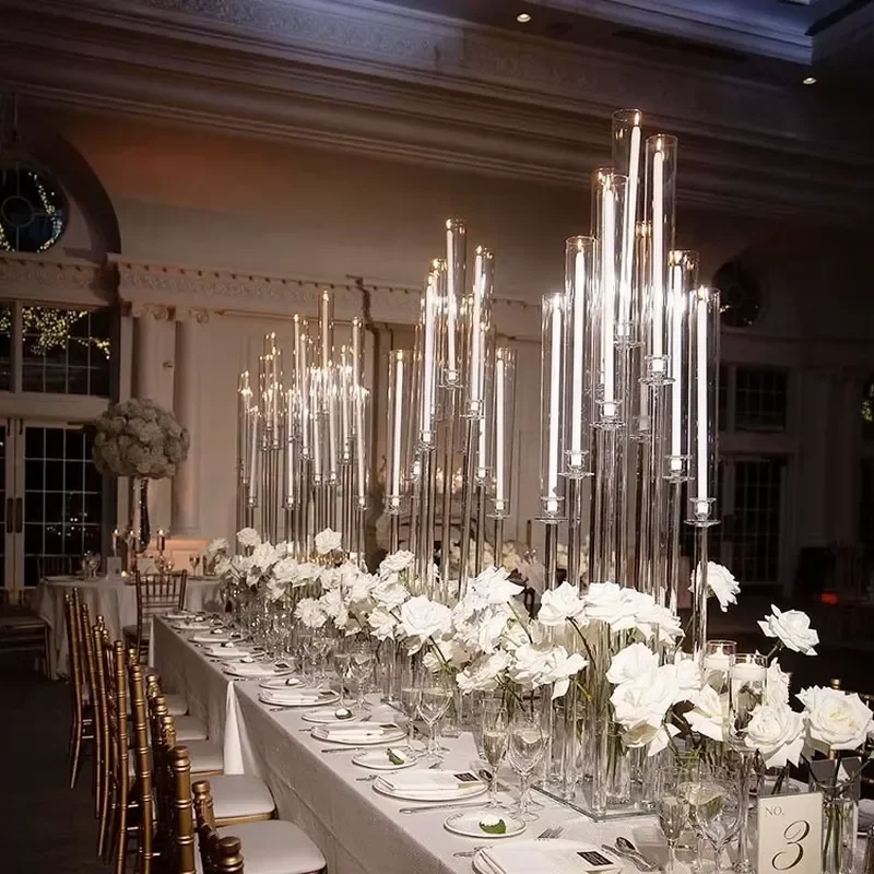 9 Arm Crystal Candelabra Glass Shade Candle Holder Elegant Wedding Centerpiece Table Decor for Party Event Wholesale Home