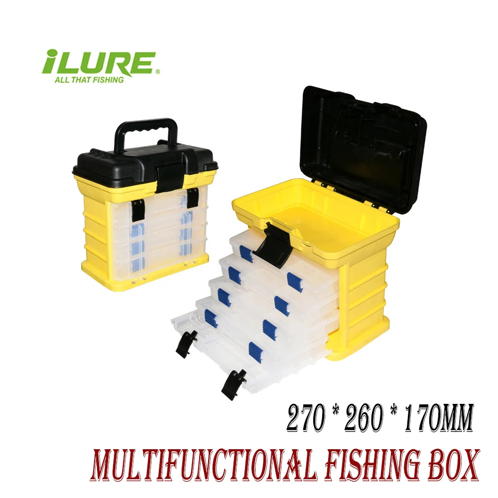 

ILURE-Portable Multi-layer Storage Box for Fishing Lure with Handle Waterproof Tackle Box Fishing Accessories 26x17x26cm