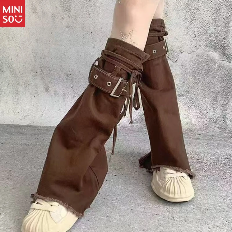 

Miniso Punk Denim Leg Garters, Adjustable Flared Sleeves in Vintage Wash